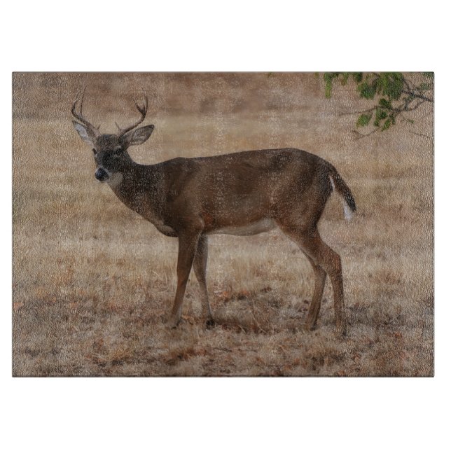 Deer Buck Wild Art Glass Cutting Board (Front)