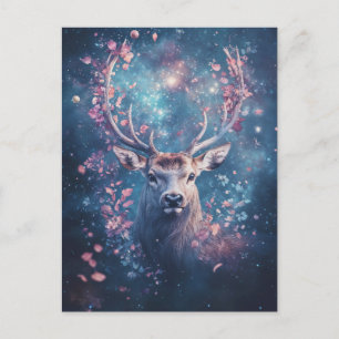 Deer Buck with Starry Night Celestial Antler Postcard
