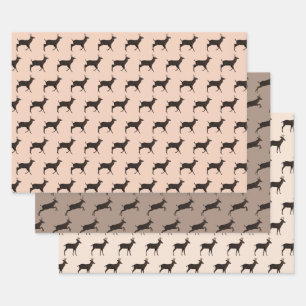 Deer Bucks Jumping Standing pattern Wrapping Paper Sheet