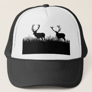 Deer Bucks Silhouette Grass Wildlife Nature Trucker Hat