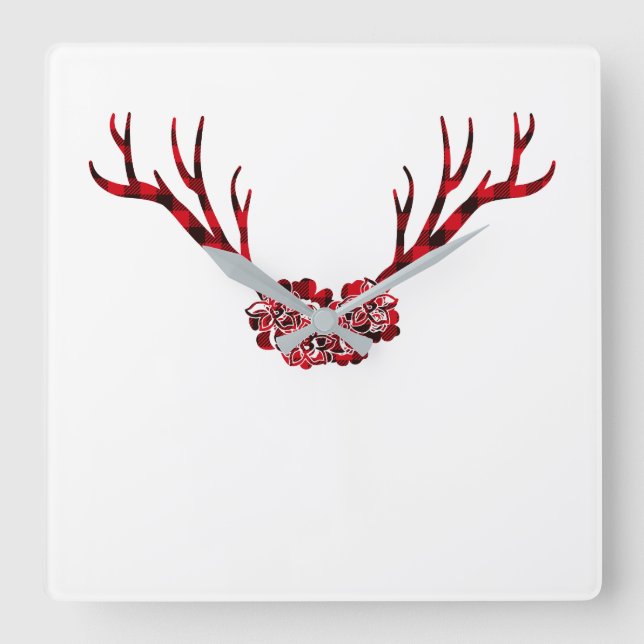 Deer buffalo square wall clock (Front)