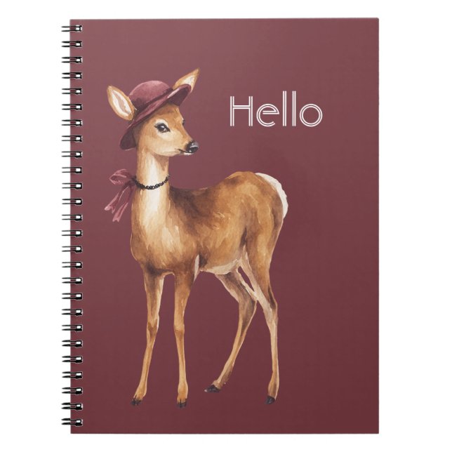 Deer Burgundy Hat Notebook (Front)