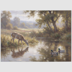 Deer by the Pond Decoupage Tissue Paper