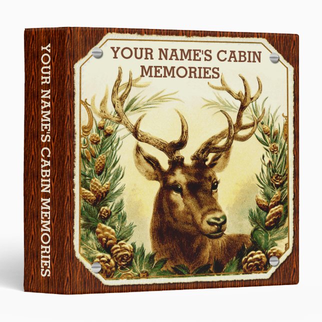 Deer Cabin Personalized with Wood Grain Binder (Front/Spine)
