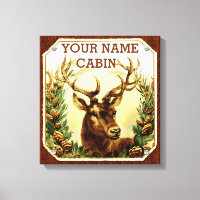 Deer Cabin Personalized with Wood Grain