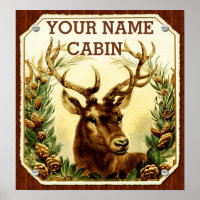 Deer Cabin Personalized with Wood Grain