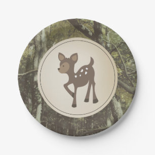Deer Camouflage Baby Shower Paper Plate