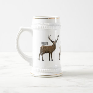 Deer cartoon illustration beer stein