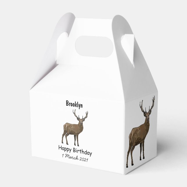 Deer cartoon illustration favor box (Front Side)