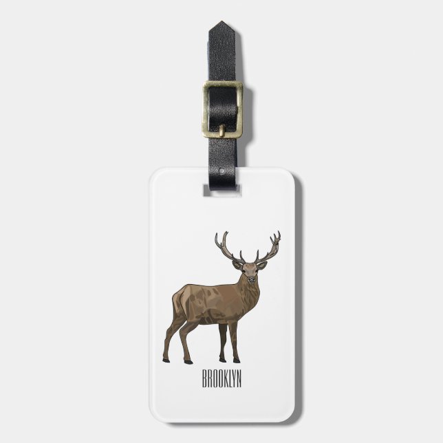 Deer cartoon illustration luggage tag (Front Vertical)