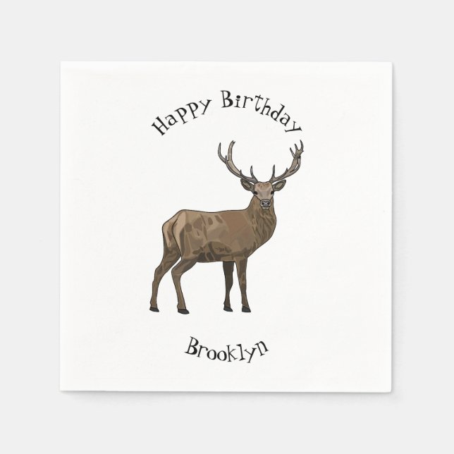 Deer cartoon illustration napkin (Front)