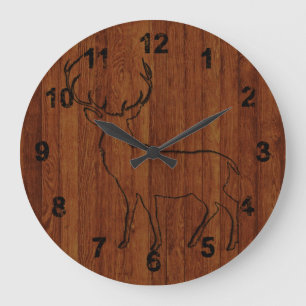 Deer carved effect Rustic feel Large Clock