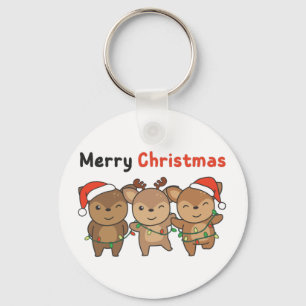 Deer Christmas Animals Cute Deer Merry Christmas K Keychain