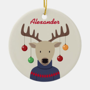 Deer Christmas Ceramic Ornament