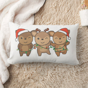 Deer Christmas Christmas Animals Cute Deer Throw P Lumbar Pillow