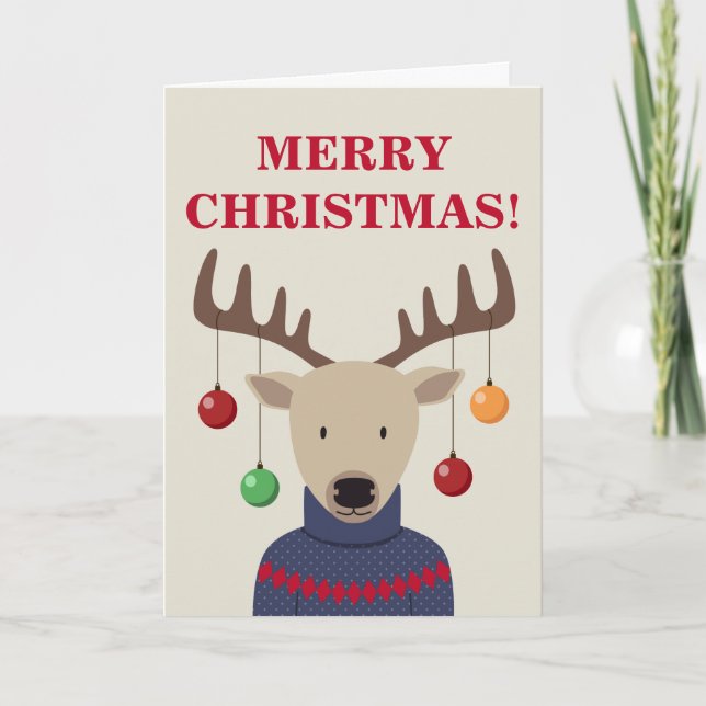 Deer Christmas Folded Card (Front)