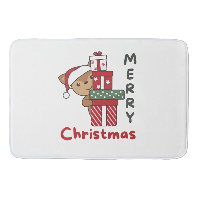 Deer Christmas Gift Winter Animals Deer Bath Mat (Front)