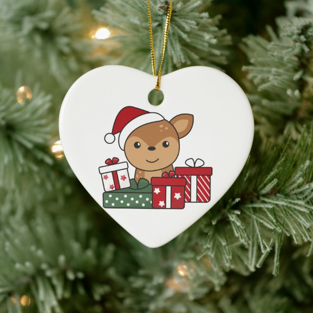 Deer Christmas Gift Winter Animals Deer Ceramic Or Ornament (Tree)
