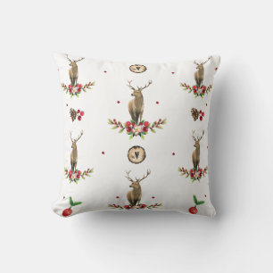 Deer Christmas Idyll Pattern Throw Pillow