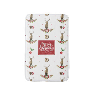 Deer Christmas Idyll Personalized Bath Mat