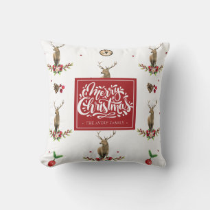 Deer Christmas idyll Personalized Throw Pillow