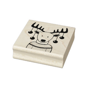 Deer Christmas Rubber Stamp