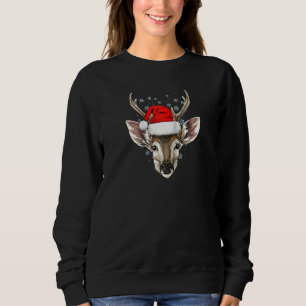 Deer Christmas Santa Hat Xmas Kids Boys Girls Ragl Sweatshirt