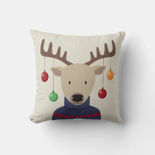 Deer Christmas Throw Pillow