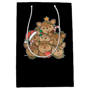 Deer Christmas Tree Funny Animal Christmas Medium Gift Bag