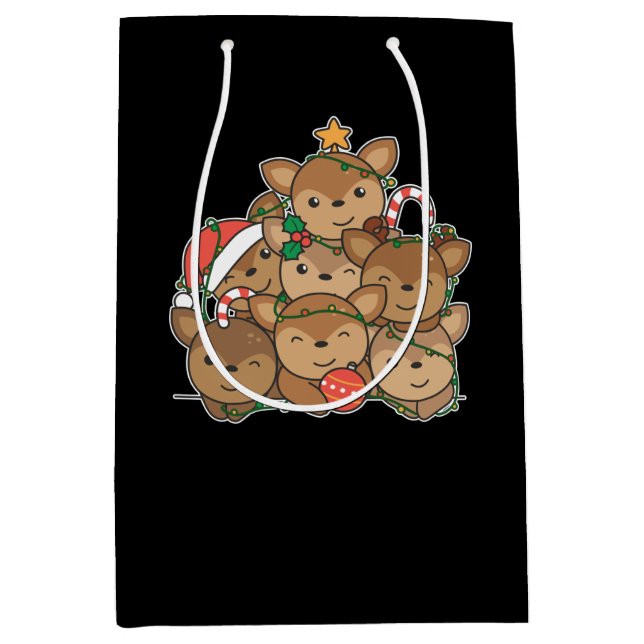 Deer Christmas Tree Funny Animal Christmas Medium Gift Bag (Front)