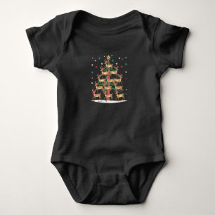 Deer Christmas Tree Funny Holiday Cute Reindeer  Baby Bodysuit