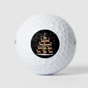 Deer Christmas Tree Funny Holiday Cute Reindeer Golf Balls