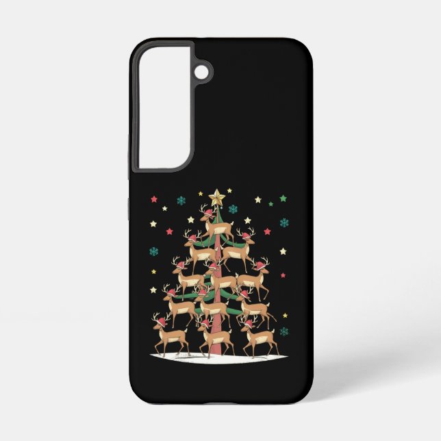 Deer Christmas Tree Funny Holiday Cute Reindeer  Samsung Galaxy S22 Case (Back)