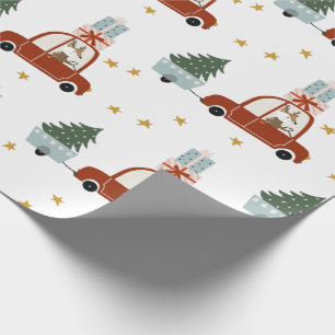Deer Christmas Tree Illustration Wrapping Paper
