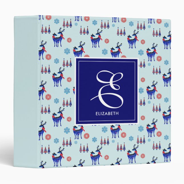 Deer, Christmas Trees, & Snowflakes with Monogram Binder (Front/Spine)