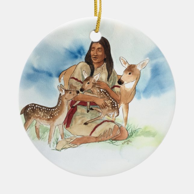 Deer Clan Mother Ceramic Ornament (Front)