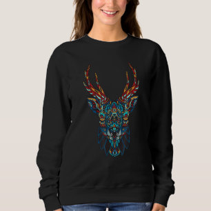 Deer Colourful Art Animal Antlers Sweatshirt