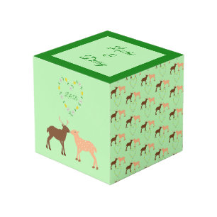 Deer Couple and Daisy Heart Custom Cube