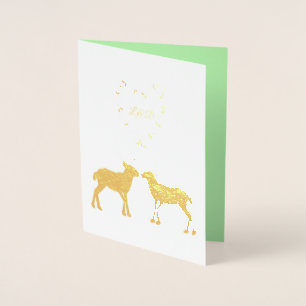 Deer Couple and Daisy Heart Custom Foil Card