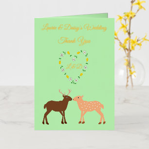 Deer Couple and Daisy Heart Custom Foil Greeting Card