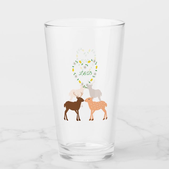 Deer Couple and Daisy Heart Custom Glass (Front)