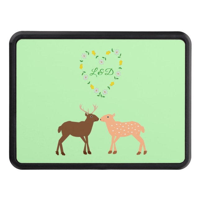 Deer Couple and Daisy Heart Custom Trailer Hitch Cover (Front)