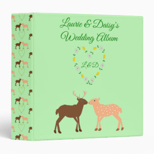 Deer Couple and Daisy Heart Custom Wedding Binder