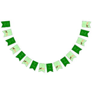 Deer Couple and Daisy Heart Custom Wedding Bunting Flags
