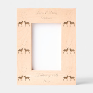 Deer Couple and Daisy Heart Custom Wedding Etched Frames