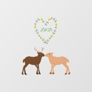 Deer Couple and Daisy Heart Custom Window Cling
