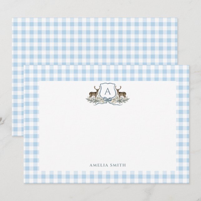 Deer Crest Monogram Deer Hunting Baby shower Card (Front/Back)