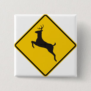 Deer Crossing Highway Sign 2 Inch Square Button