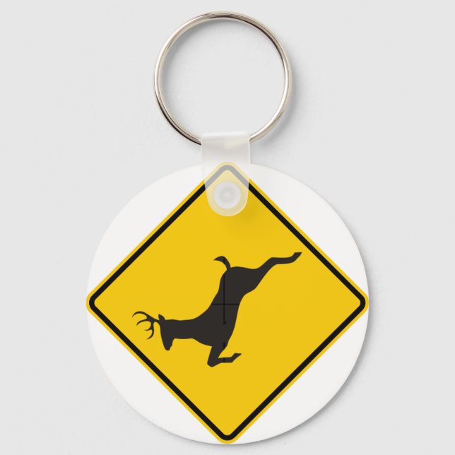 Deer Crossing Highway Sign Keychain (Front)