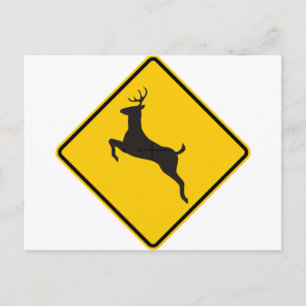Deer Crossing Highway Sign Postcard